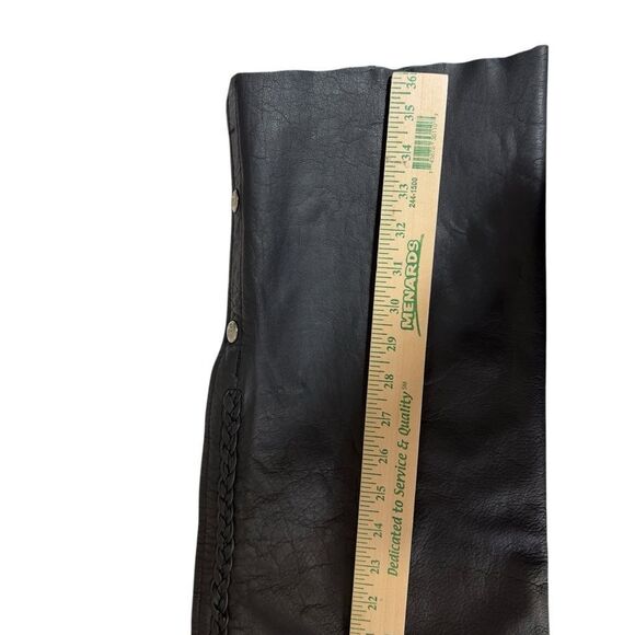 Unisex Interstate Leather Black Motorcycle Biker Riding Chaps Adjustable S - Picture 5 of 16